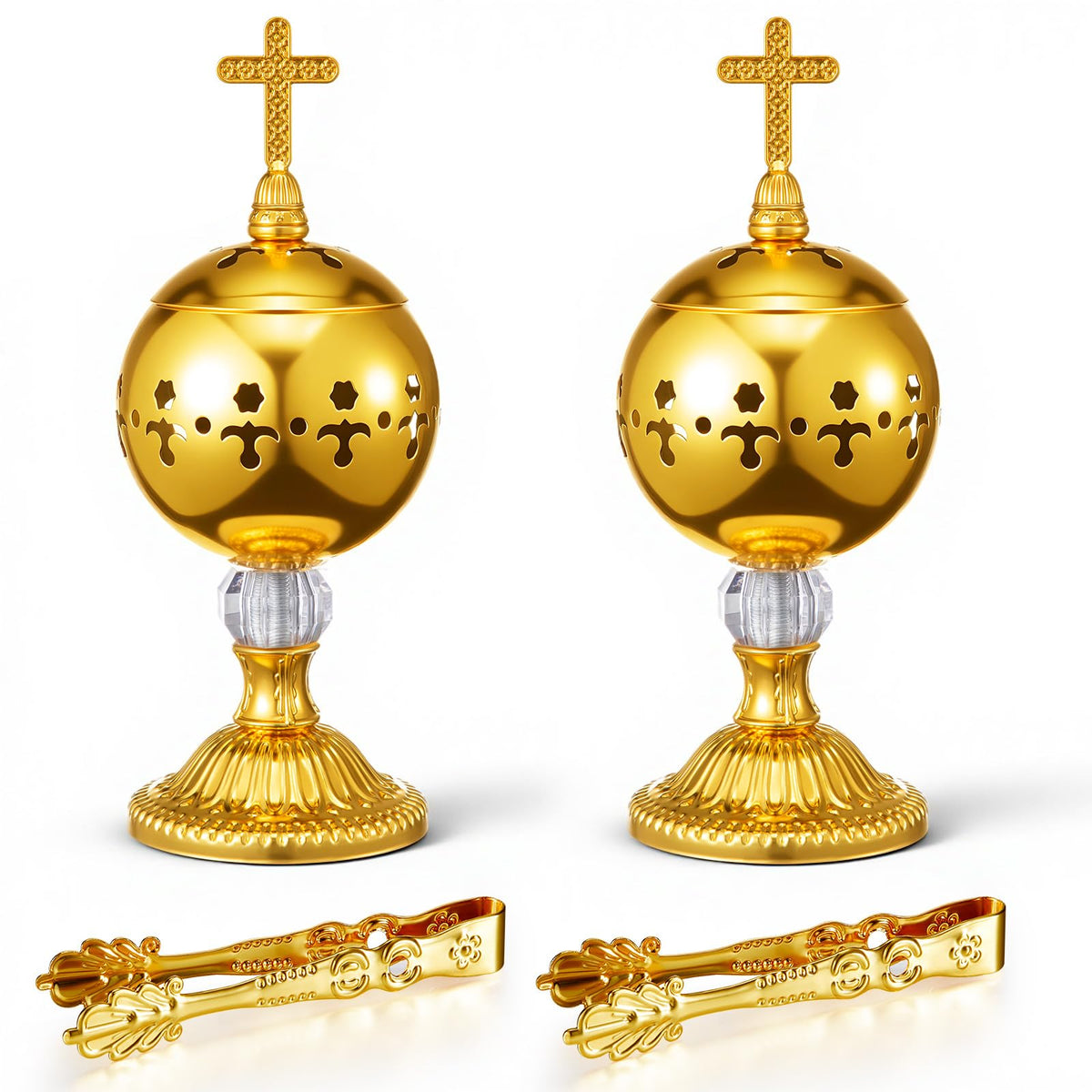 2 Sets Incense Burner with Tong (Gold / Retro)