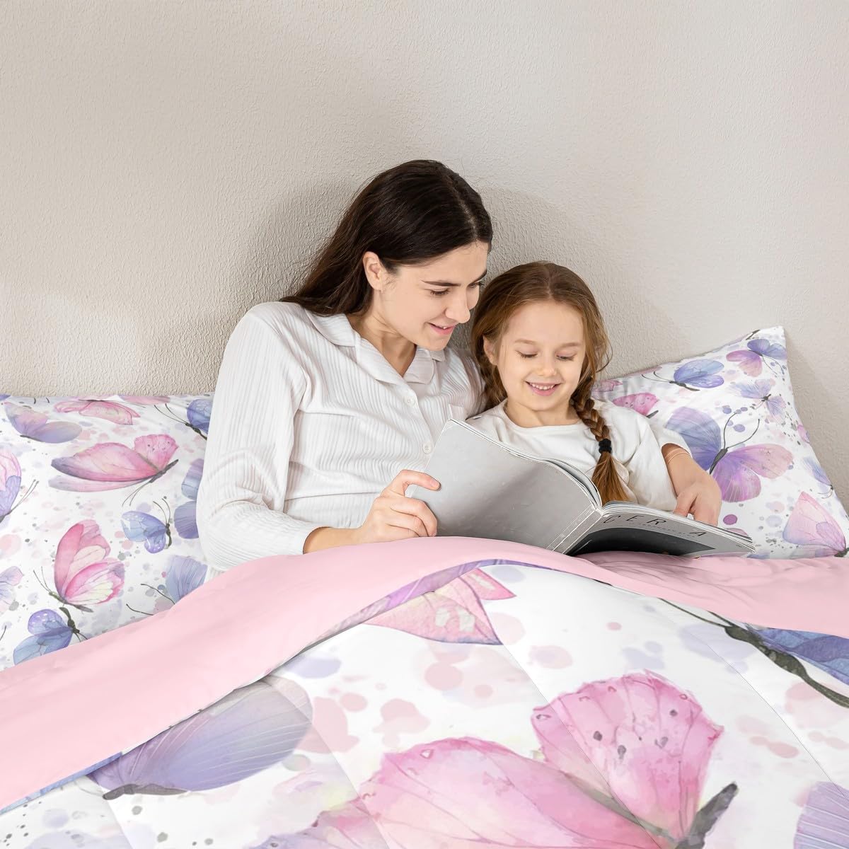 Girls Butterfly Comforter Set King Size Bedding Set (Multi 816 / King)