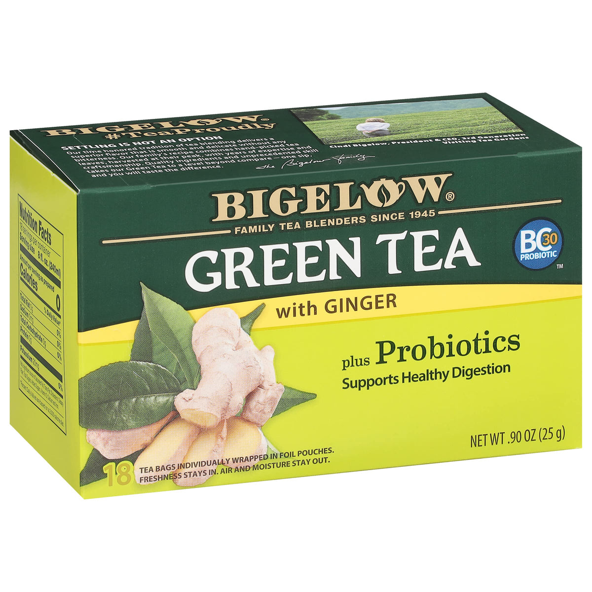 Green Tea with Ginger Plus Probiotics (18 Count (Pack of 1))