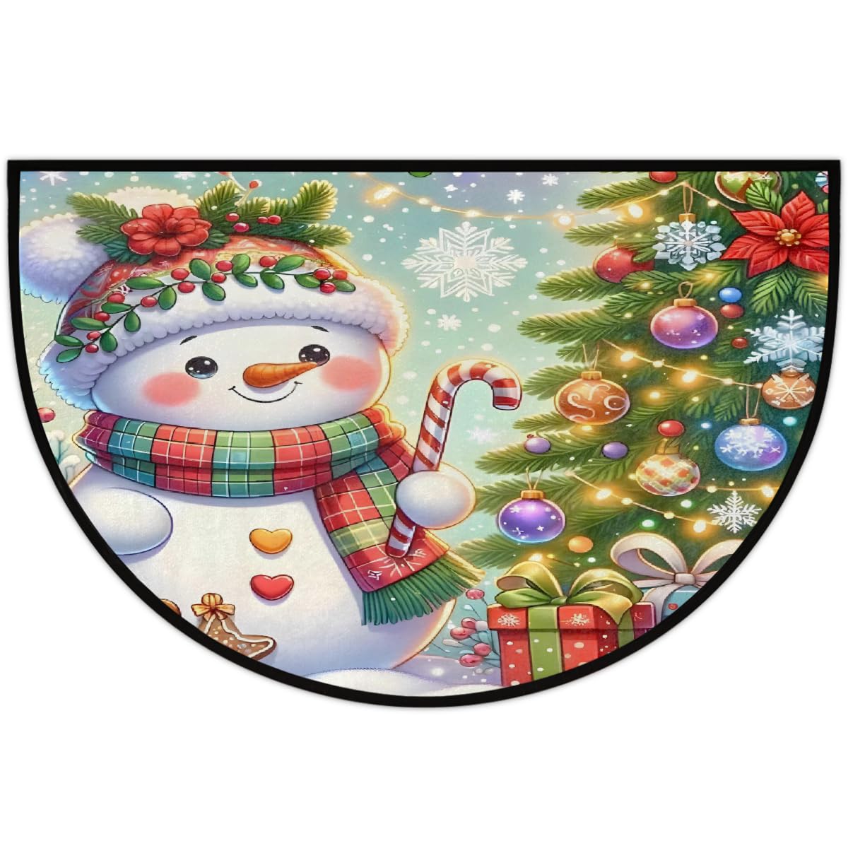Christmas Half Round Door Mat Outdoor Welcome Entrance Doormat A4 (B-14 Christmas)