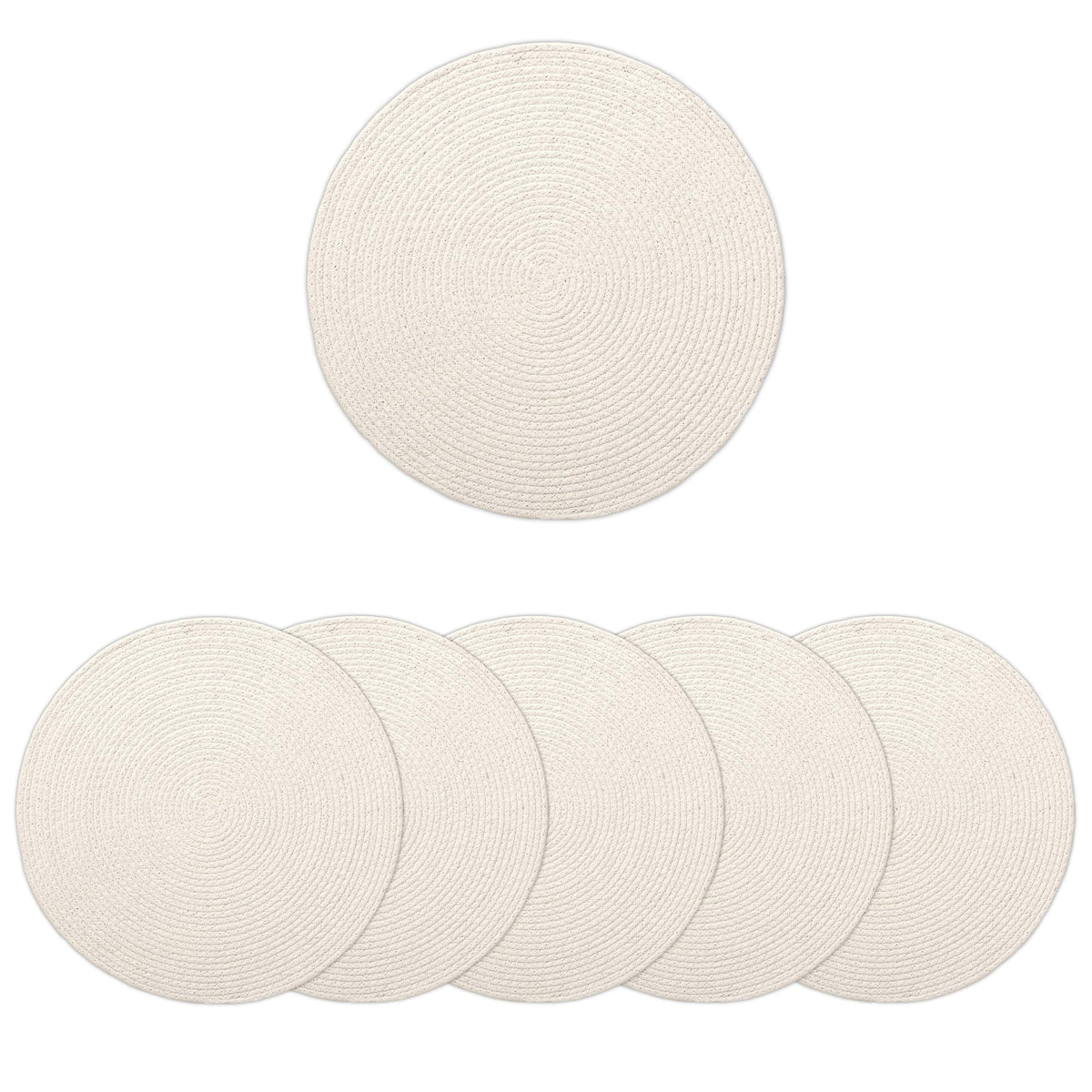 Placemats Round Cotton Dining Table Mats 13" (Off White / 13" (Set of 6))