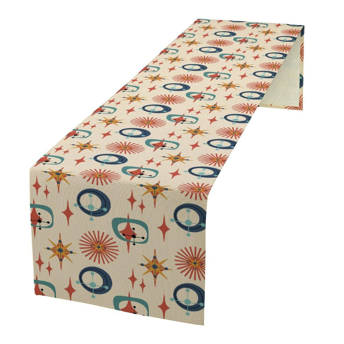 Mid Century Modern Table Runner Abstract Style Colorful Geometric Atomic Star for Kitchen Dining Room Holiday Washable Quick Dry 13x90 Inch (13x90inch / Atomic-1)