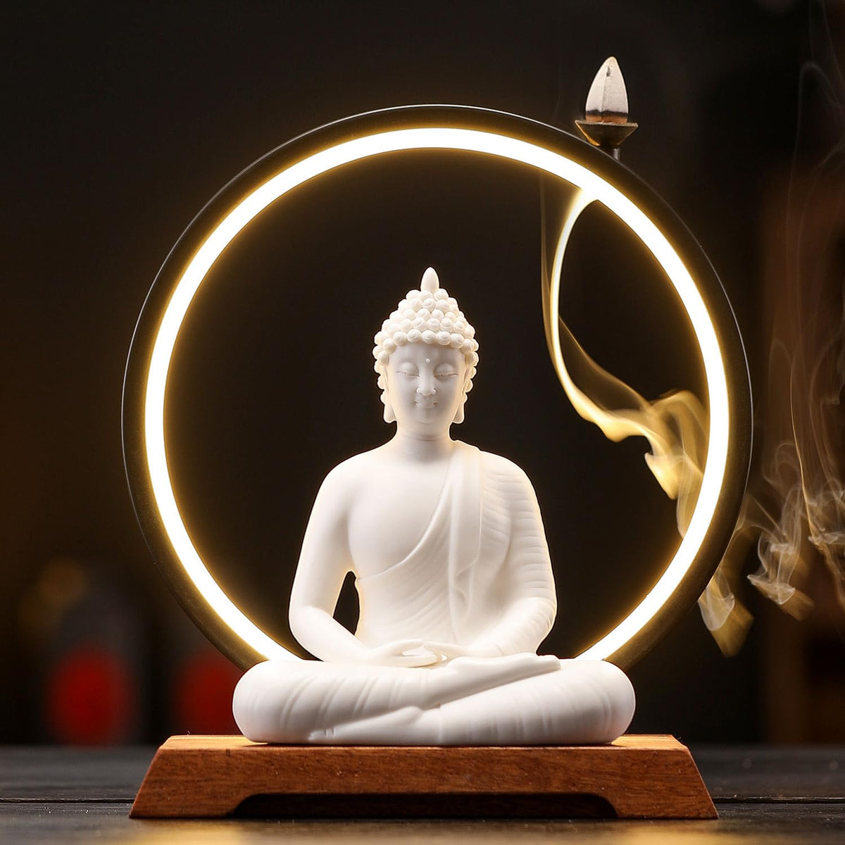 8.8 Inch LED Buddha Statue for Indoor (White)
