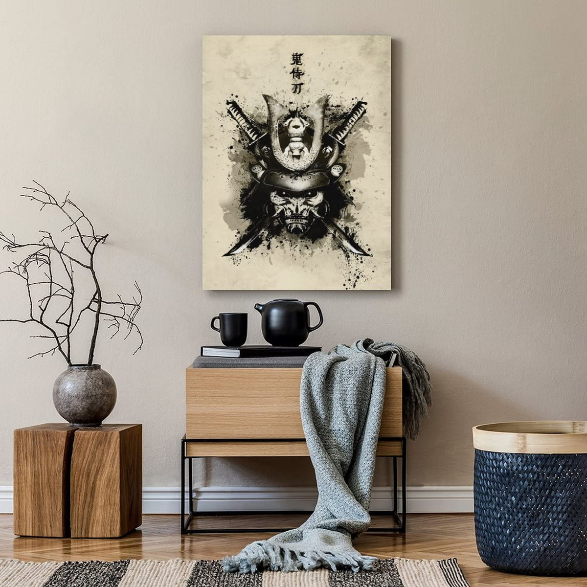 Samurai Posters Wall Art Samurai Katana Oni Canvas Painting Home Decoration for Living Room Bedroom Unframed 12 x18 inches (18"L x 12"W / Unframe-6)
