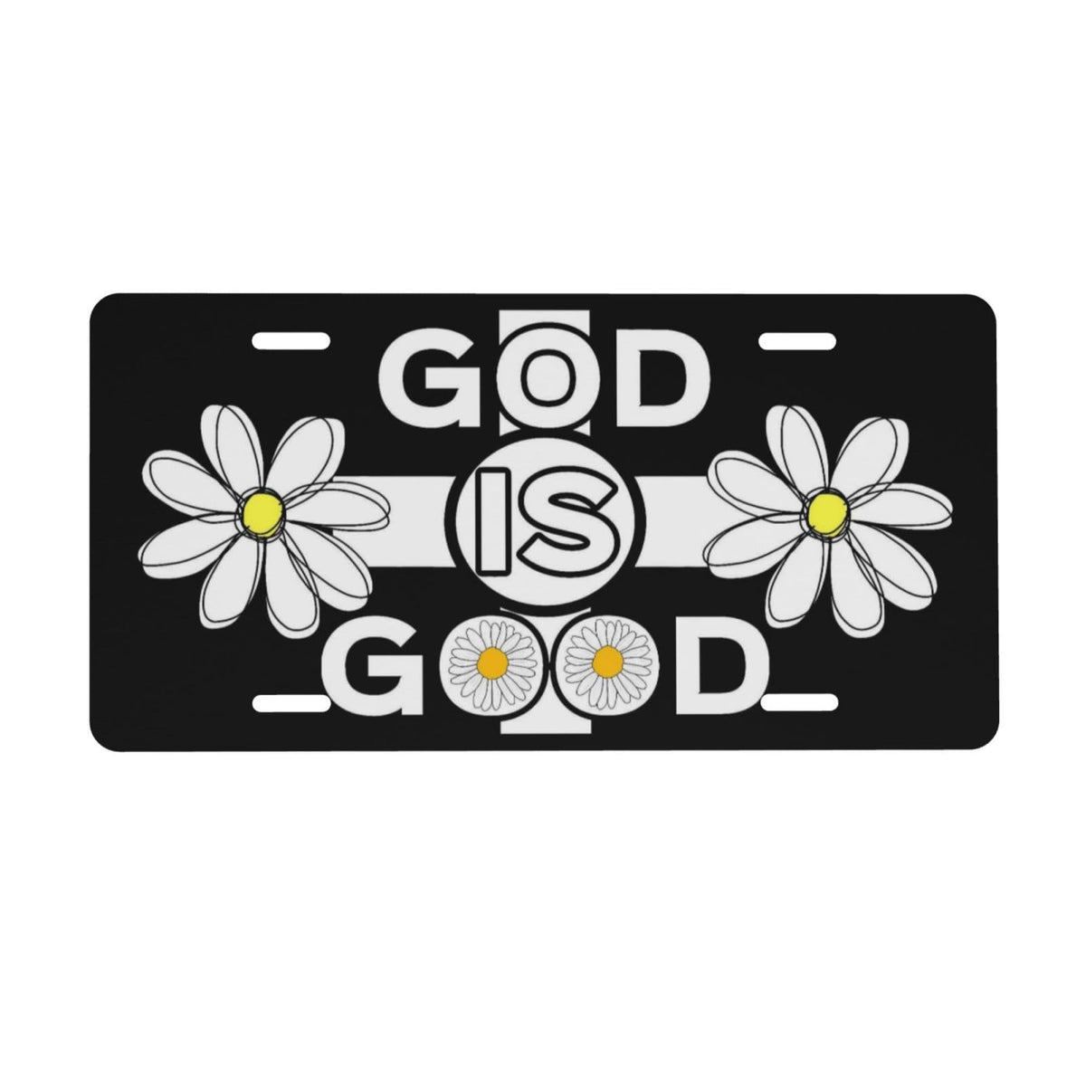 God is Good Daisy Christian Floral Cross Front License Plate Aluminum Decorative License Plates Metal Car Plate 6"X12" Novelty Vanity Tag Cover with 4 Holes Car Decor Accessory (Bronze / 6 X 12 Inch)