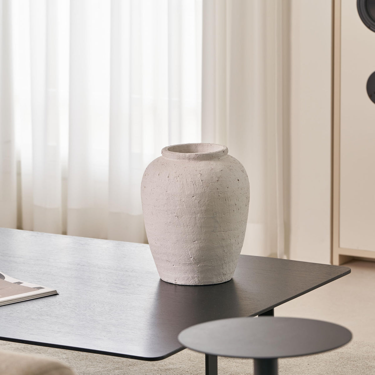 White Ceramic Large Vase (A - White 11.8")