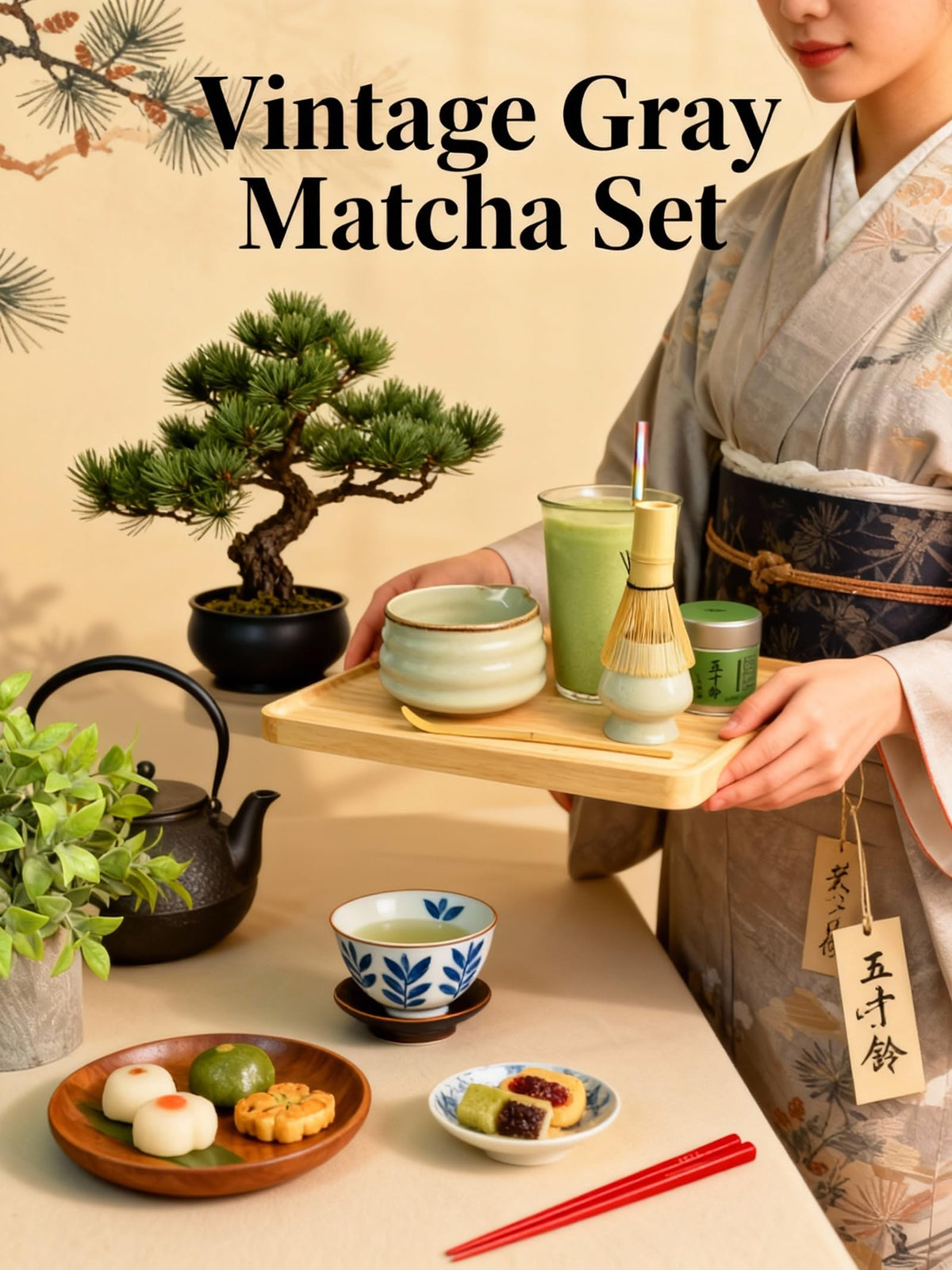 Matcha Whisk Set (Misty Gray)
