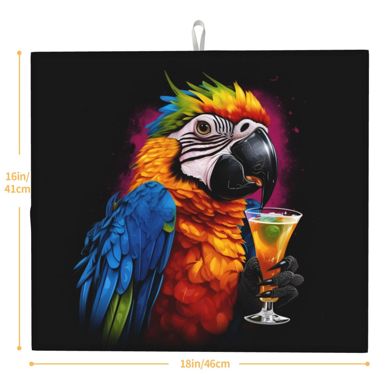 Tropical Colorful Parrot Cocktail Dish Drying Mat For Kitchen Counter Dry Mats Microfiber Dish Drainer Mat Protector Pad Absorbent Fast Drying Kitchen Must (Tropical Colorful Parrot Cocktail / 18" x 16")
