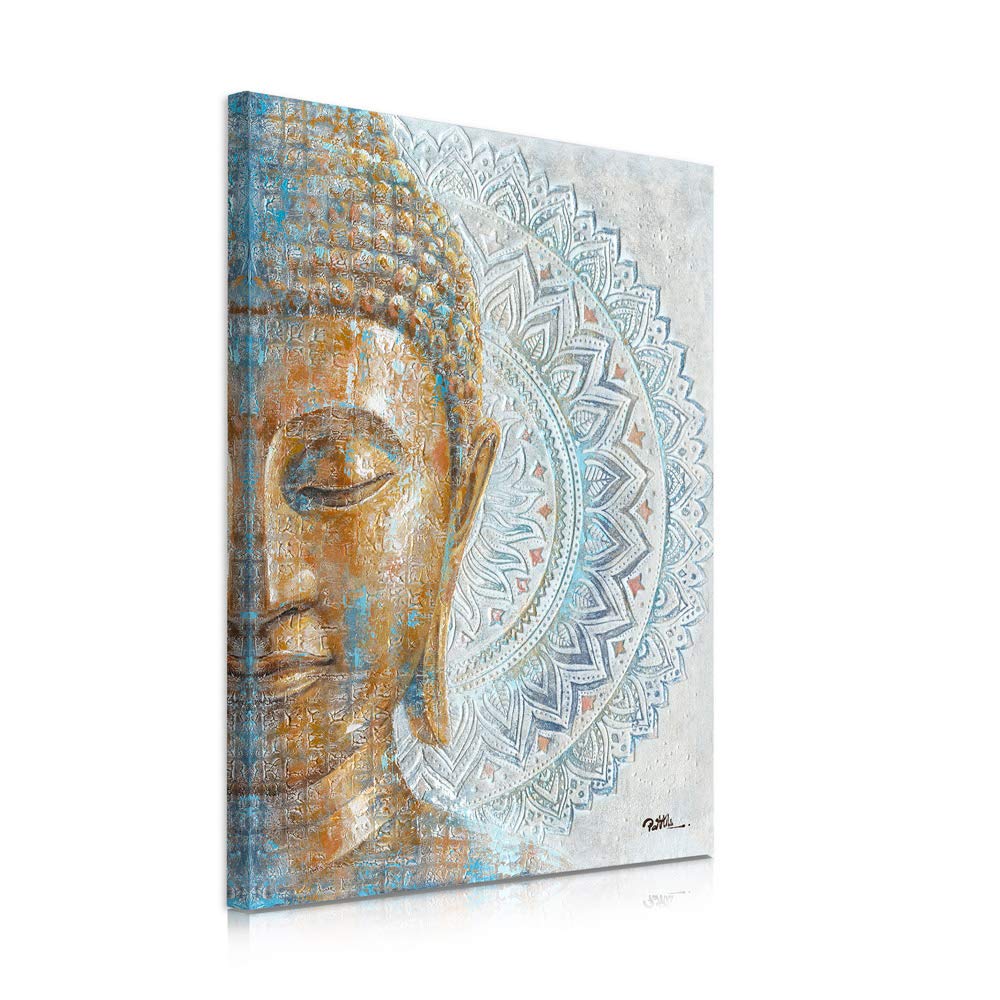Gold Buddha Canvas Wall Art (12"x16"x1 / Buddha with Mandala)