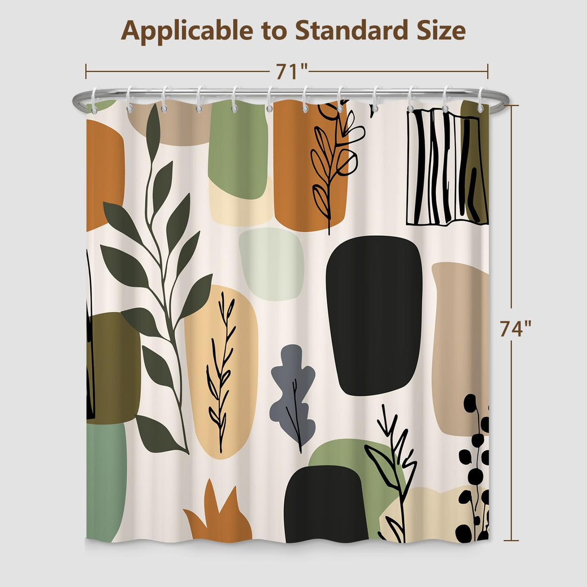 Abstract Geometric Botanical Shower Curtain with Hooks (Geometric & Botanical-b)