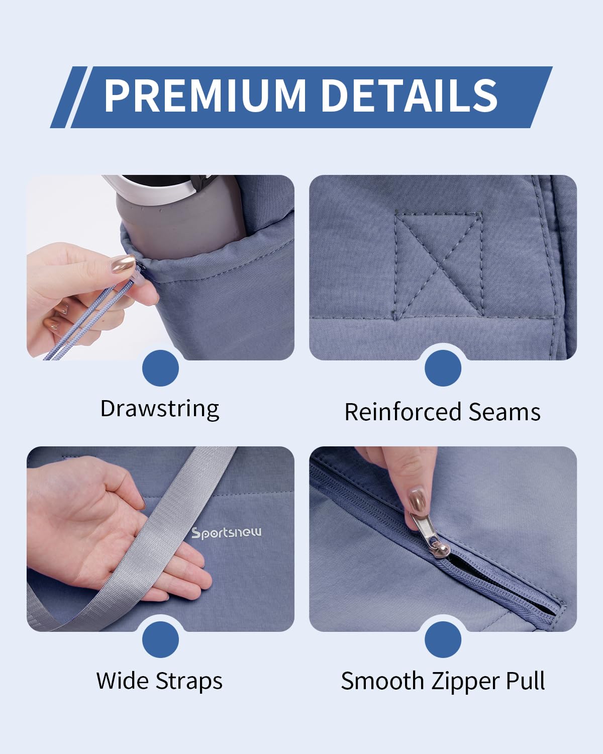 Yoga Mat Bag Waterproof Tote Gym Bag Mat Carrier W (Gray Blue)