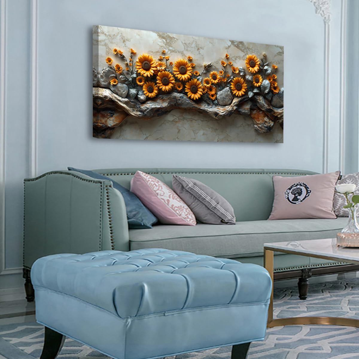 Sunflower Canvas Wall Art (40"L x 20"W / 3D Textured Floral)