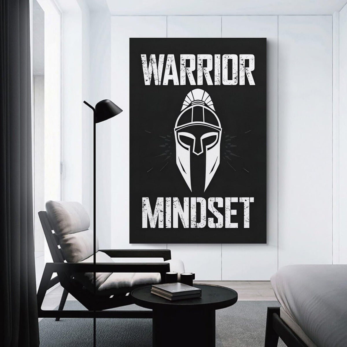 Warrior Mindset Spartan Helmet Canvas Printing Wall Art Prints Wall Decor Posters Black White Minimalist Gym Fitness Motivation Living Room Bedroom Office Training Decor 24x36inch (style-4 / 24x36inch(60x90cm) Unframe)