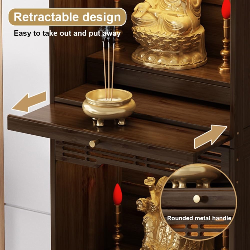 Multifunction Meditation Altar Table (Walnut Wood / 27.5in)