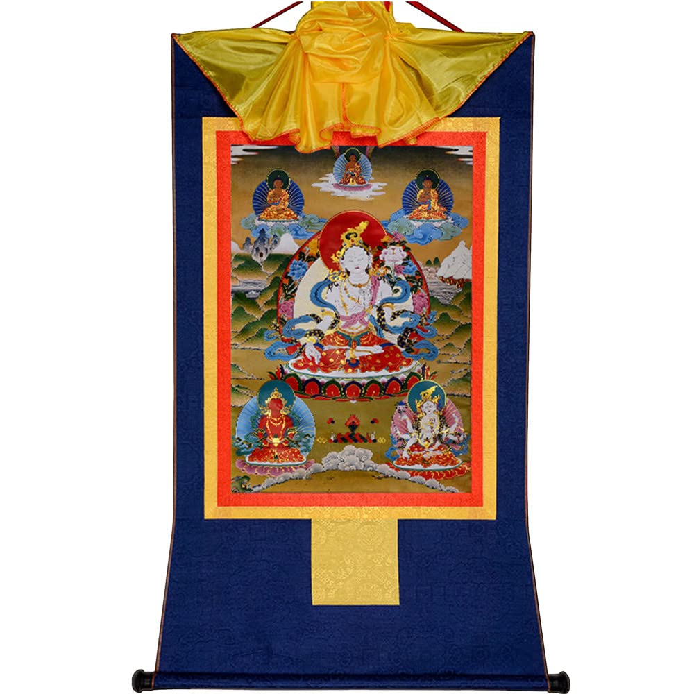 White Tara Thangka Tibetan Thangka Art (White Tara / 47.2"L x 32.3"W)