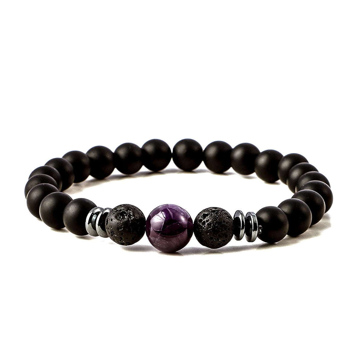 3 Pcs Wood Beads Bracelets for Women and Men Lava Rock Buddhist Bracelet Adjustable (A2 : 3 Pcs Different)