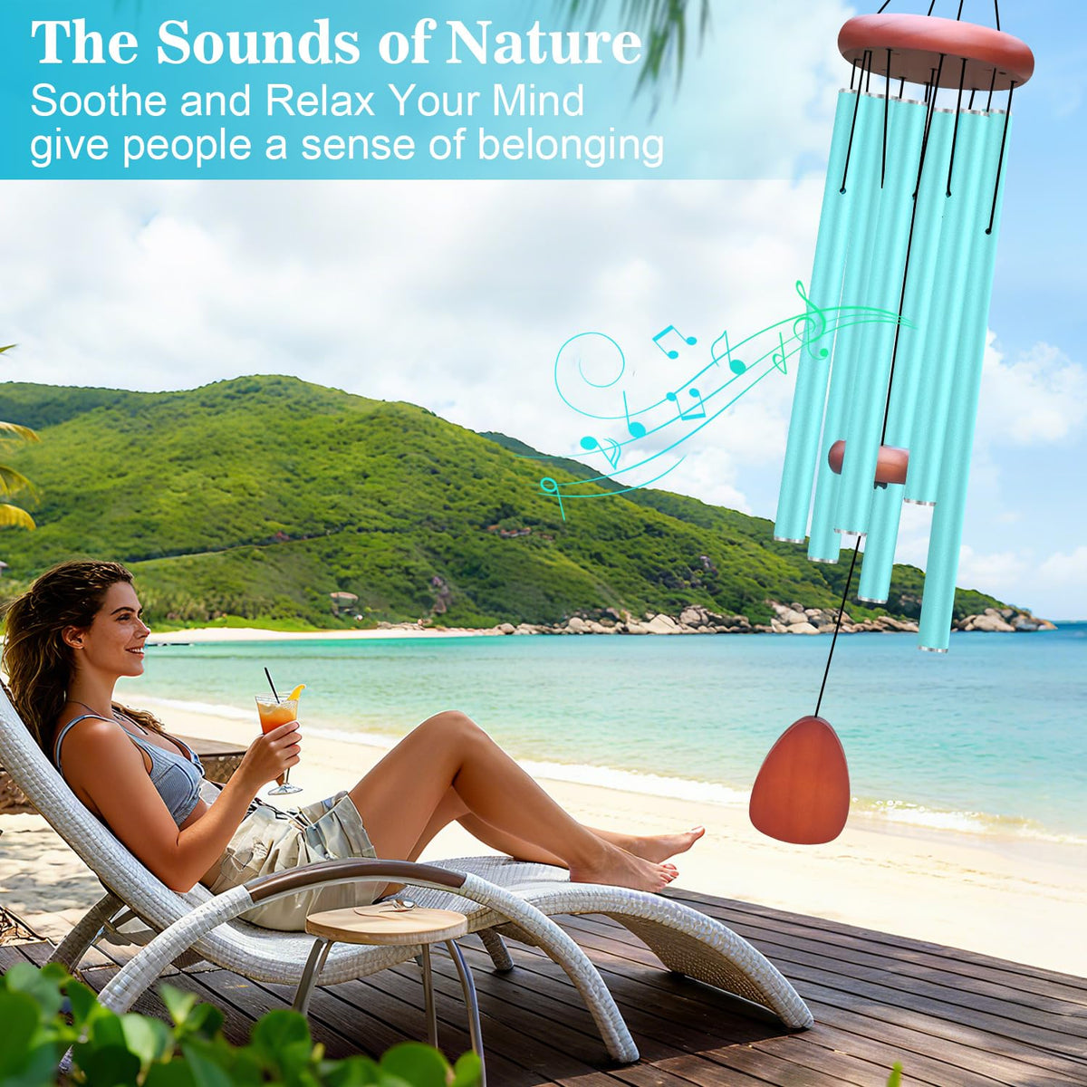 Large Aluminium Wind Chimes (Blue Wind Chime-36“)