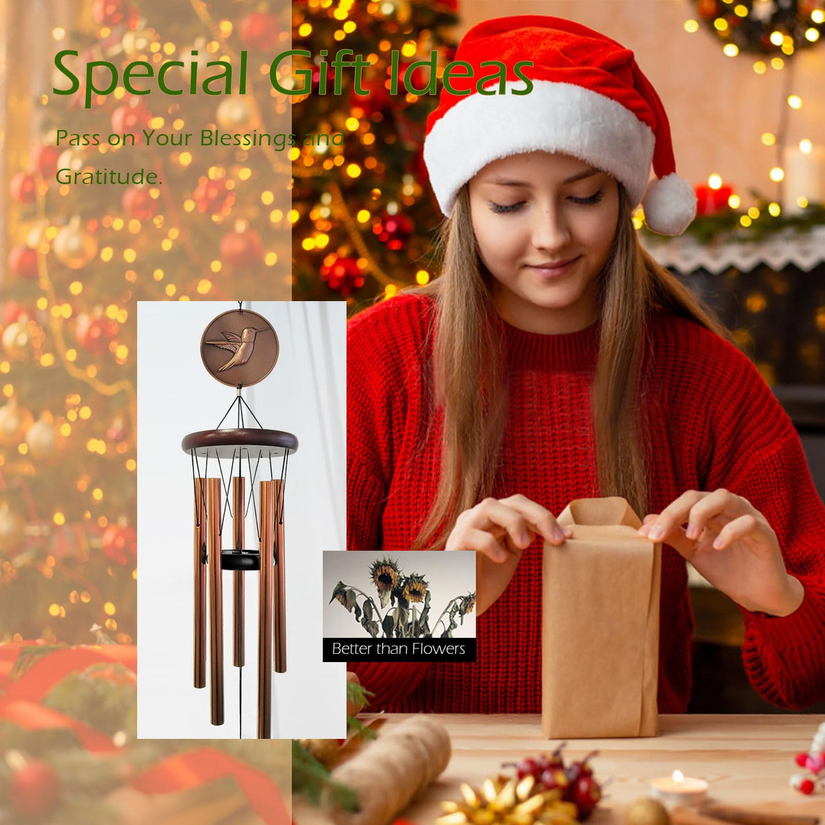 Hummingbird Wind Chimes for Outside (32inch)