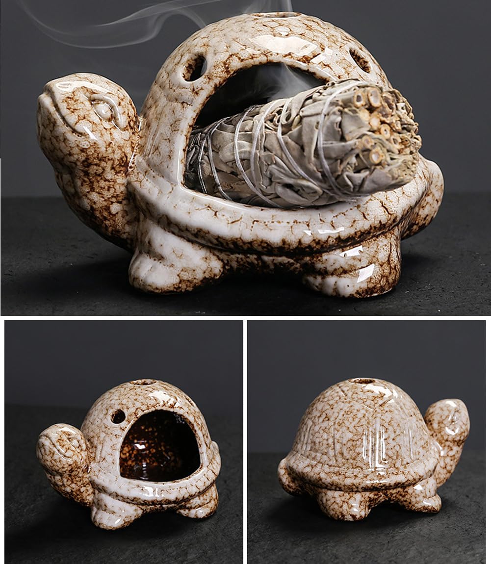 Turtle Palo Santo Holder Ceramic Palo Santo Burner Sage Holder for Burning (C)