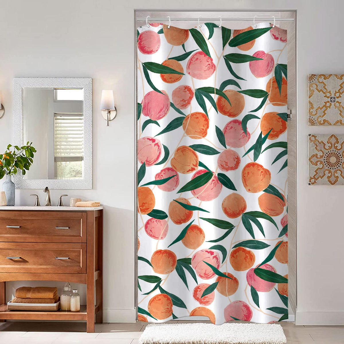 Peach Shower Curtain (Peach / 36"W x 72"L (Pack of 1))