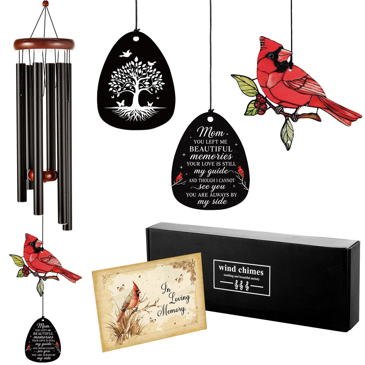 36'' Large Memorial Wind Chimes for Loss of Loved One (Mom--mom)