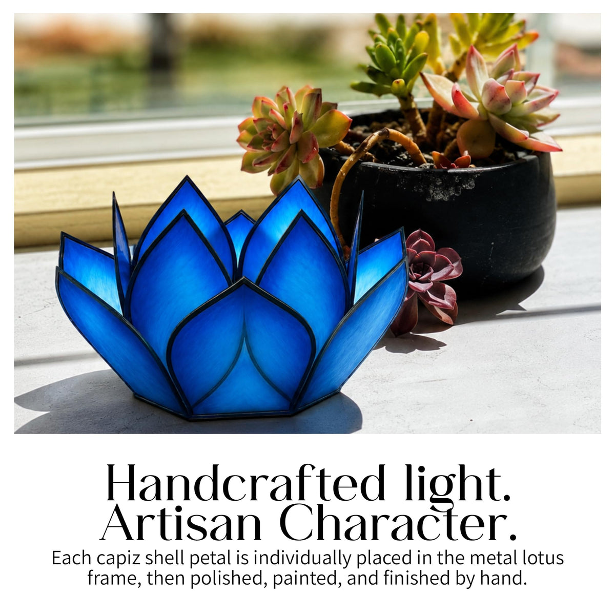 Lotus Tea Light Candle Holder (Blue Lagoon / Mini)