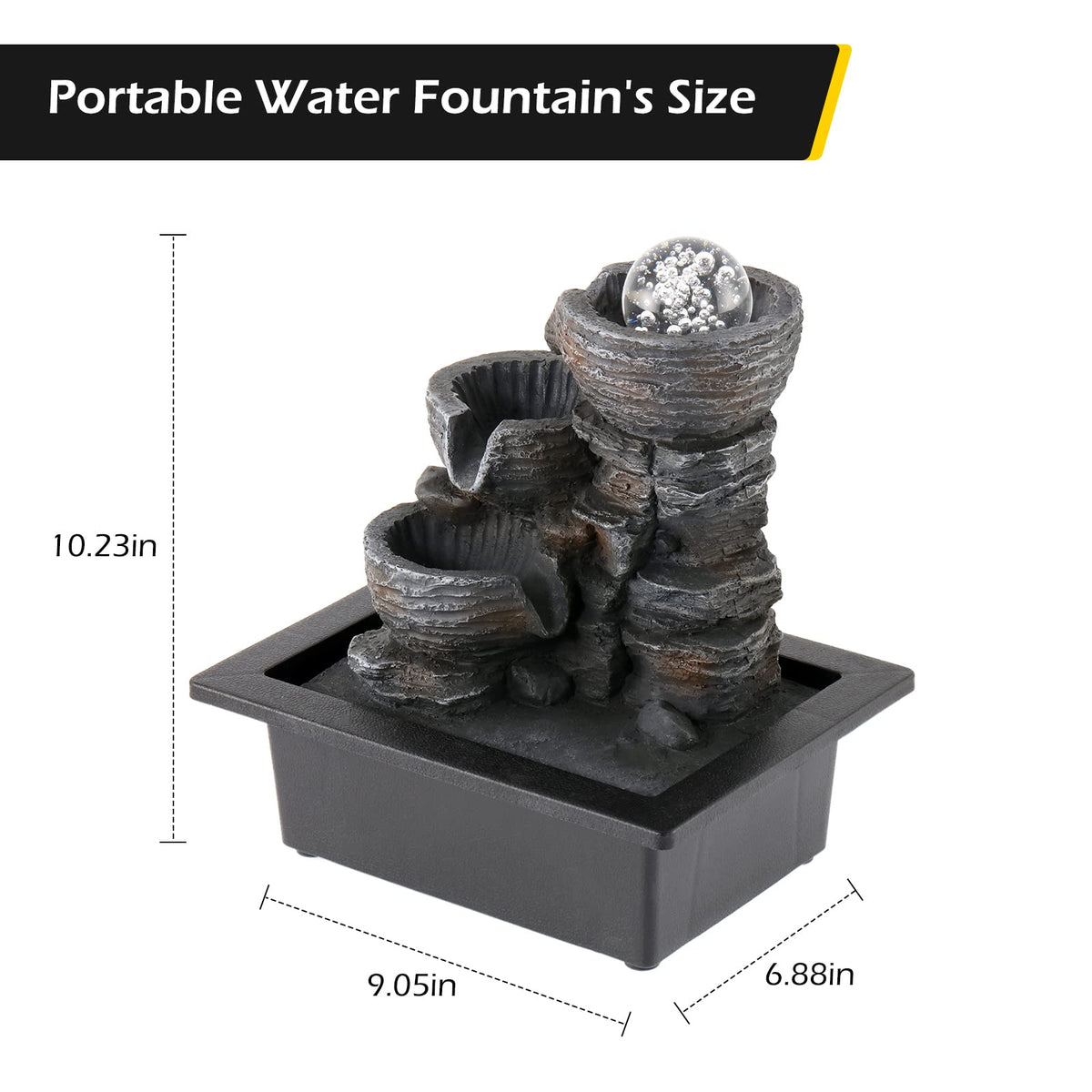 Water Fountain Indoor Tabletop Waterfall Fountain with LED (Style 1)
