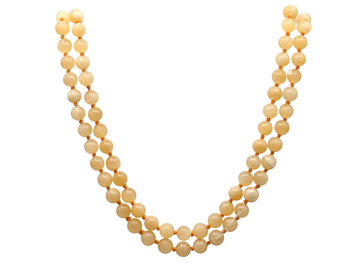 Yellow Calcite Mala Beads (Yellow Calcite / Knotted)