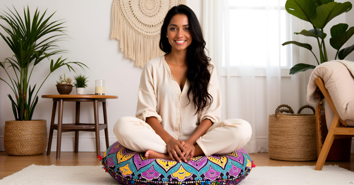 32" in Round Mandala Floor Pillow Cushion Cover Seating Throw Cover Hippie Decorative Bohemian Ottoman Poufs Pillow Cover Cases Boho Cotton Living Yoga Home Décor (New Pink Ombre)