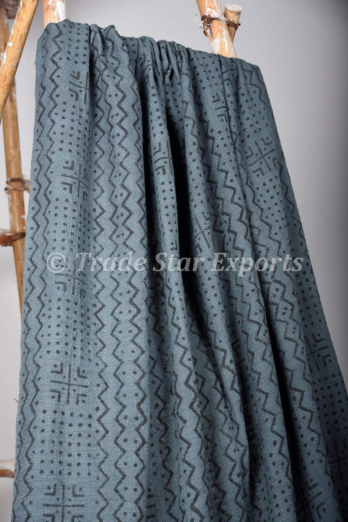 100% Cotton Soft Tassel Blanket Handloomed Housewarming Gifts Block Print Throw for Living Room Wrap for Picnic Hand Dyed Bed Blanket (Grey Black / Alma (120 x 170 Cms))