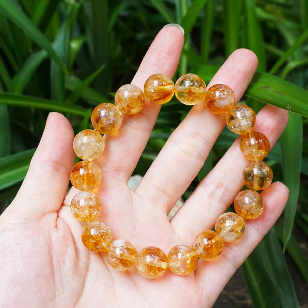 12MM Citrine Bracelet for Women Men Yellow (12MM Citrine Bracelet)