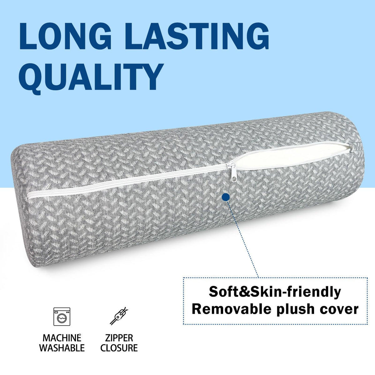 Cervical Neck Roll Pillow (Gray Style 1 / 4inch H X 17inche L)