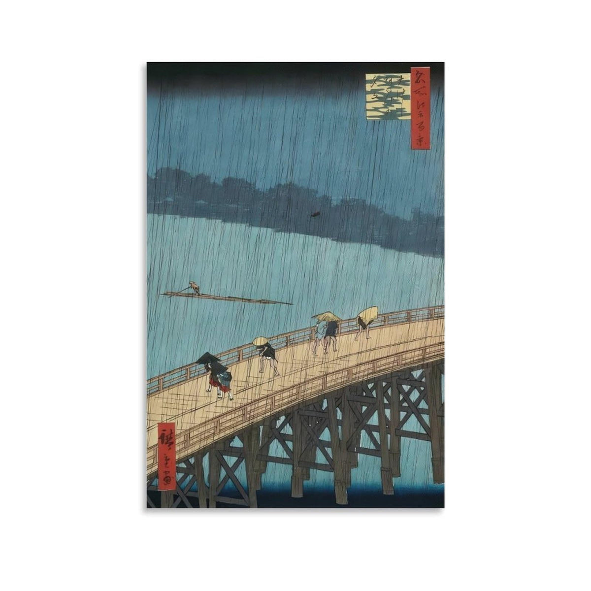 Hiroshige Ohashi Bridge In The Rain Canvas Printing Wall Art Ukiyoe Japanese Landscape Prints Vintage Blue River Bridge Scene Posters Wall Decor For Living Room Bedroom Office 20x30inch (style-9 / 20x30inch(50x75cm) Unframe)