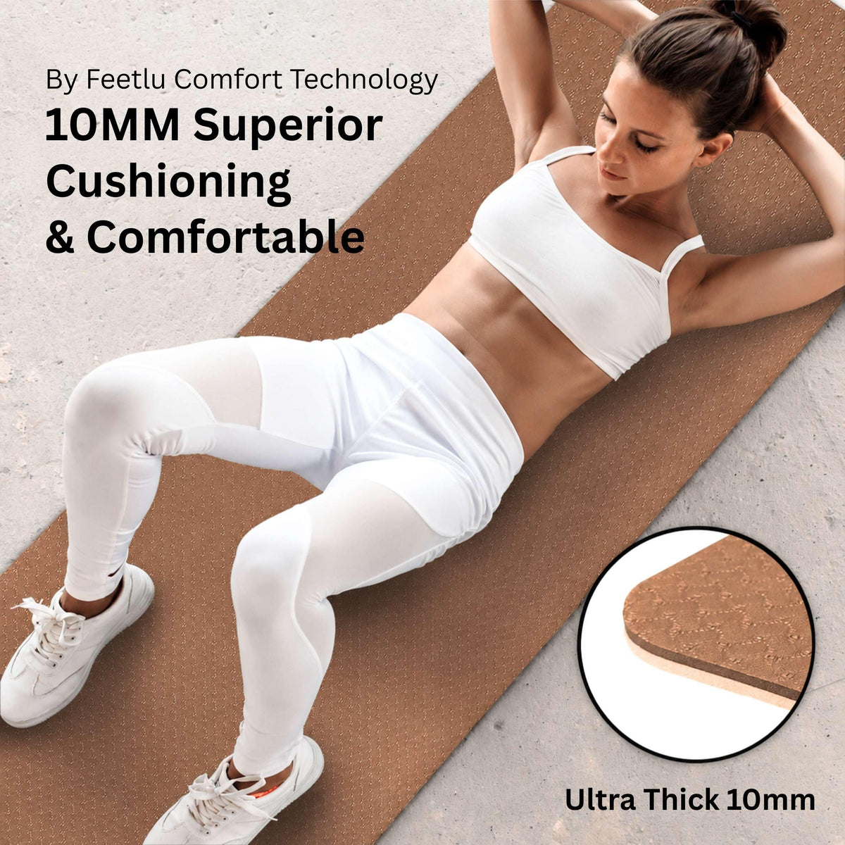 Cushioned Exercise Mat (Mocha Bisque + Ivory Cream)
