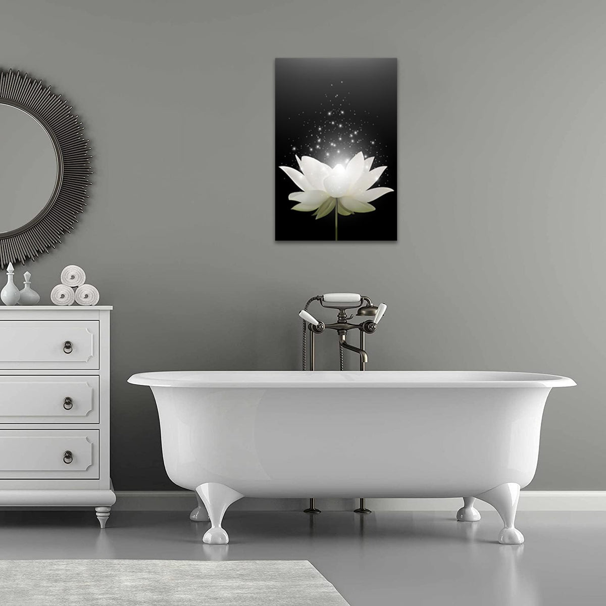 Lotus Flower Canvas Prints Wall Art Floral Blossom Pictures for Modern Wall Decor Artwork Spirtual Meditation Prints on canvas Wall Decor for Yoga Room Framed (16"L x 24"W / Lotus 02)