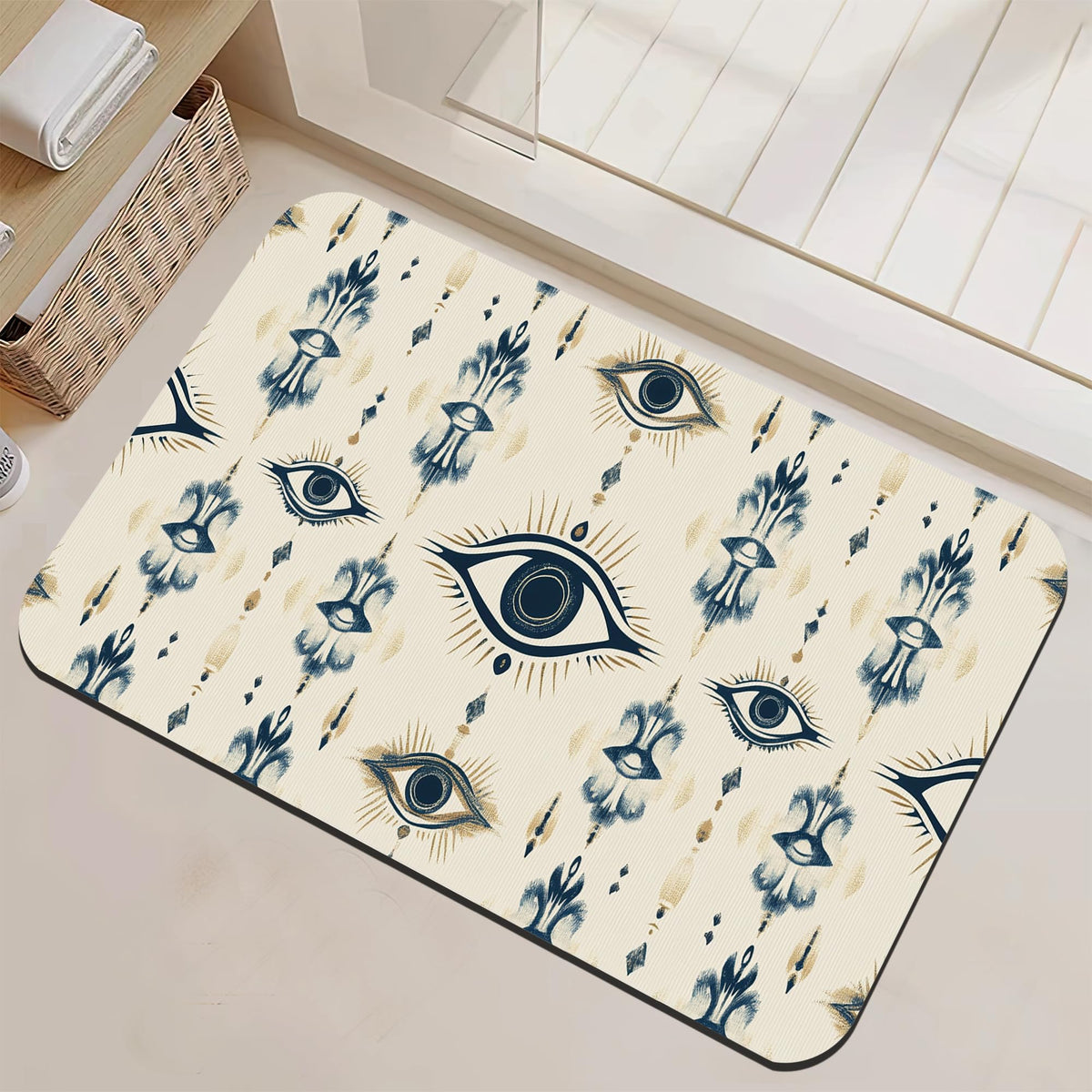 Vintage Evil Eye Bathroom Rugs Thin Bath Mat Non Slip Washable (Vintage Evil Eye)