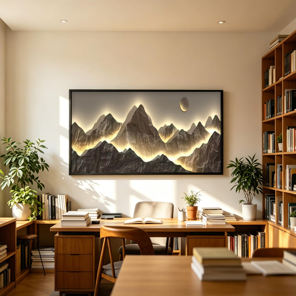 Large Framed Modern Mountain Wall Art Abstract Landscape Canvas Wall Decor (Mountain / 40"L x 20"W)