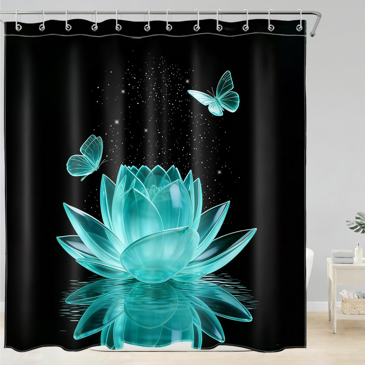 Teal Water Lily Shower Curtain for Bathroom (Teal / 72"W x 78"L (Pack of 1))