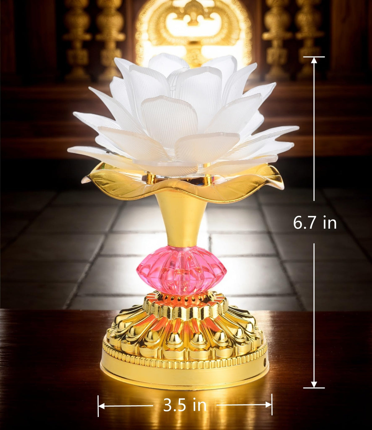 Colorful LED Lotus Buddhist Lamp Gradient Buddha Light (White)
