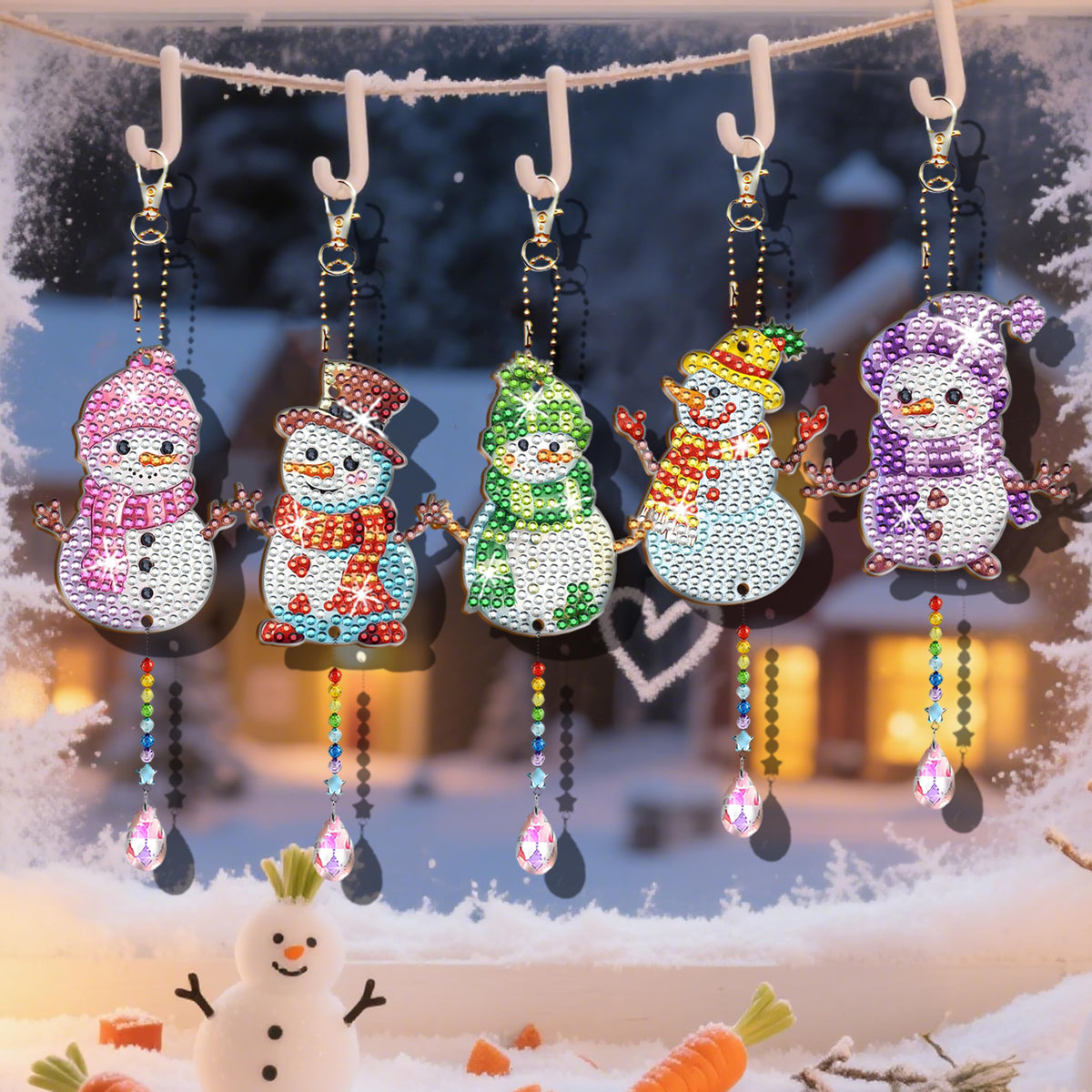 6 Pcs Snowman Diamond Art Christmas Ornament kits for Adults Kids (Snowman Colorful)