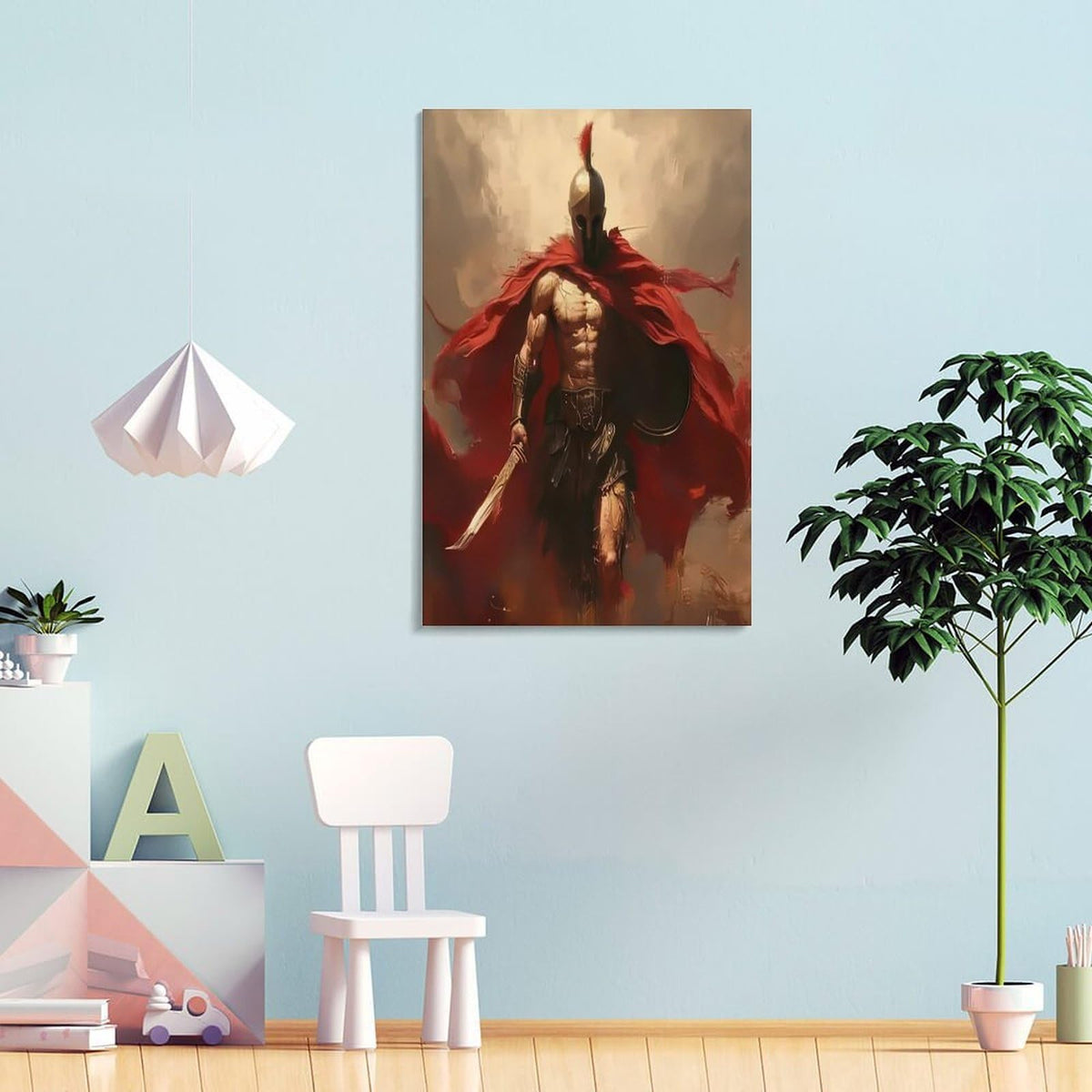 Spartan Warrior Motivational Battle Scene Poster Canvas Printing Wall Art Prints Wall Decor Posters Red Cape Ancient Greek Hero Dark Dramatic Living Room Bedroom Office Decor 12x18inch (style-12 / 12x18inch(30x45cm) Frame)