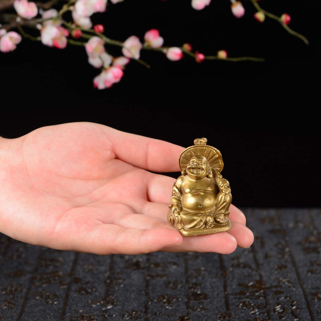 6Pcs 2'' Gold Brass Laughing Buddha Figurines (2''brass Set)