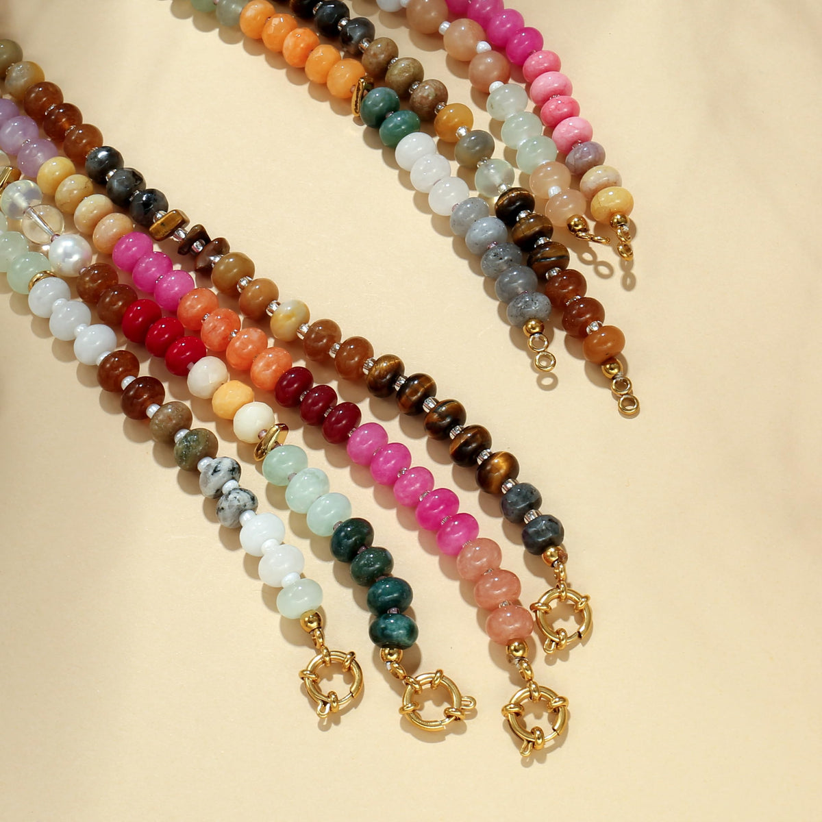 Hot Pink Natural Stone Beaded Choker Necklace for Women (Hot pink-Series)