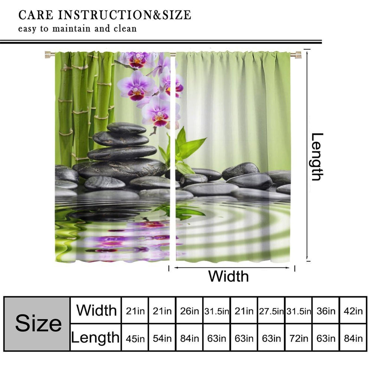 Japanese Zen Culture Blackout Curtains for Bedroom (26"W x 84"L (Pack of 2) / Style-1)