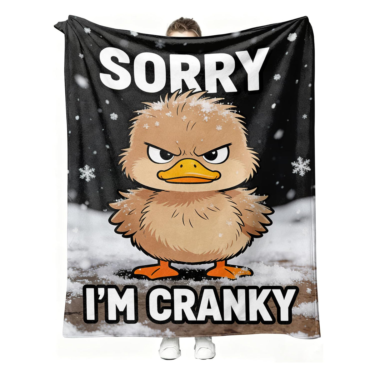 Funny Duck Throw Blanket Cartoon Cranky Animal Cozy Plush Flannel 60"X80" (Duck / 60"X80")