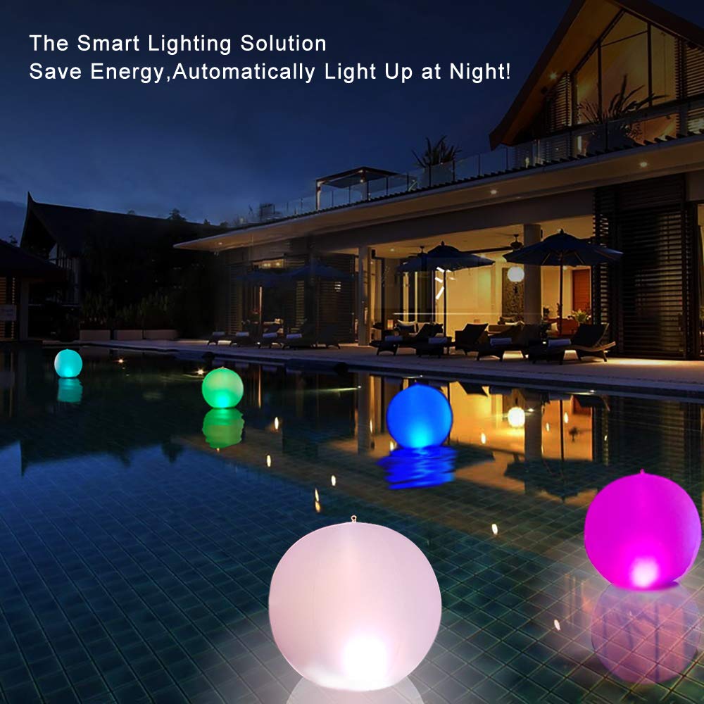 Rukars Floating Ball Pool Light Solar Powered 4 PCS (White)