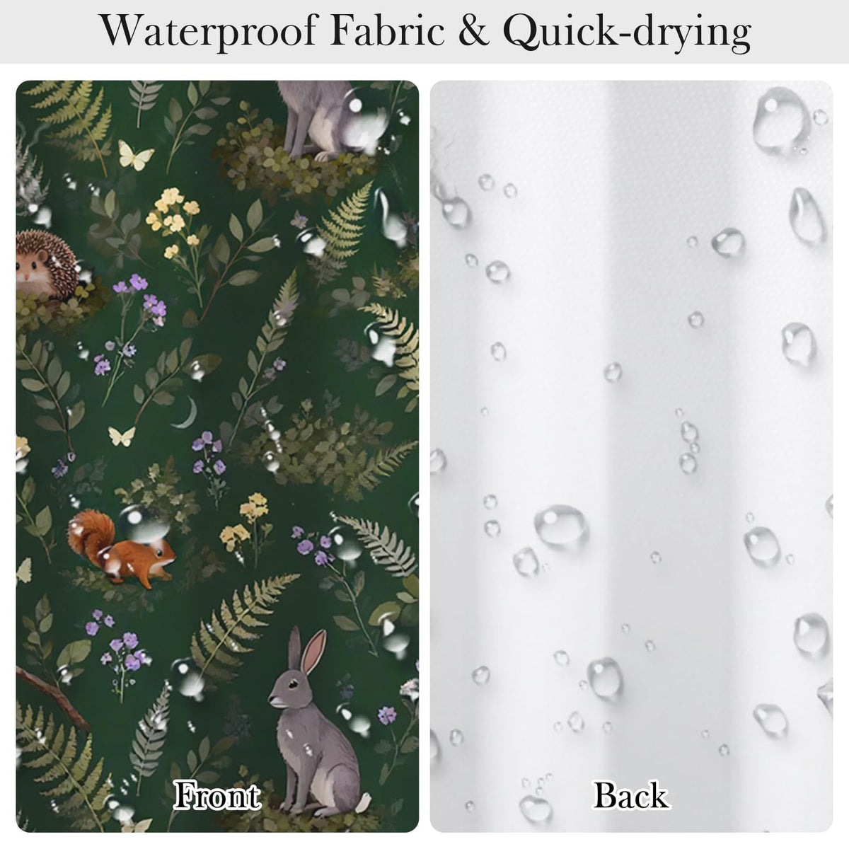 Whimsical Woodland Animals Shower Curtain 72x72 Inch (Botanical and Animals / 72"W x 72"L (Pack of 1))