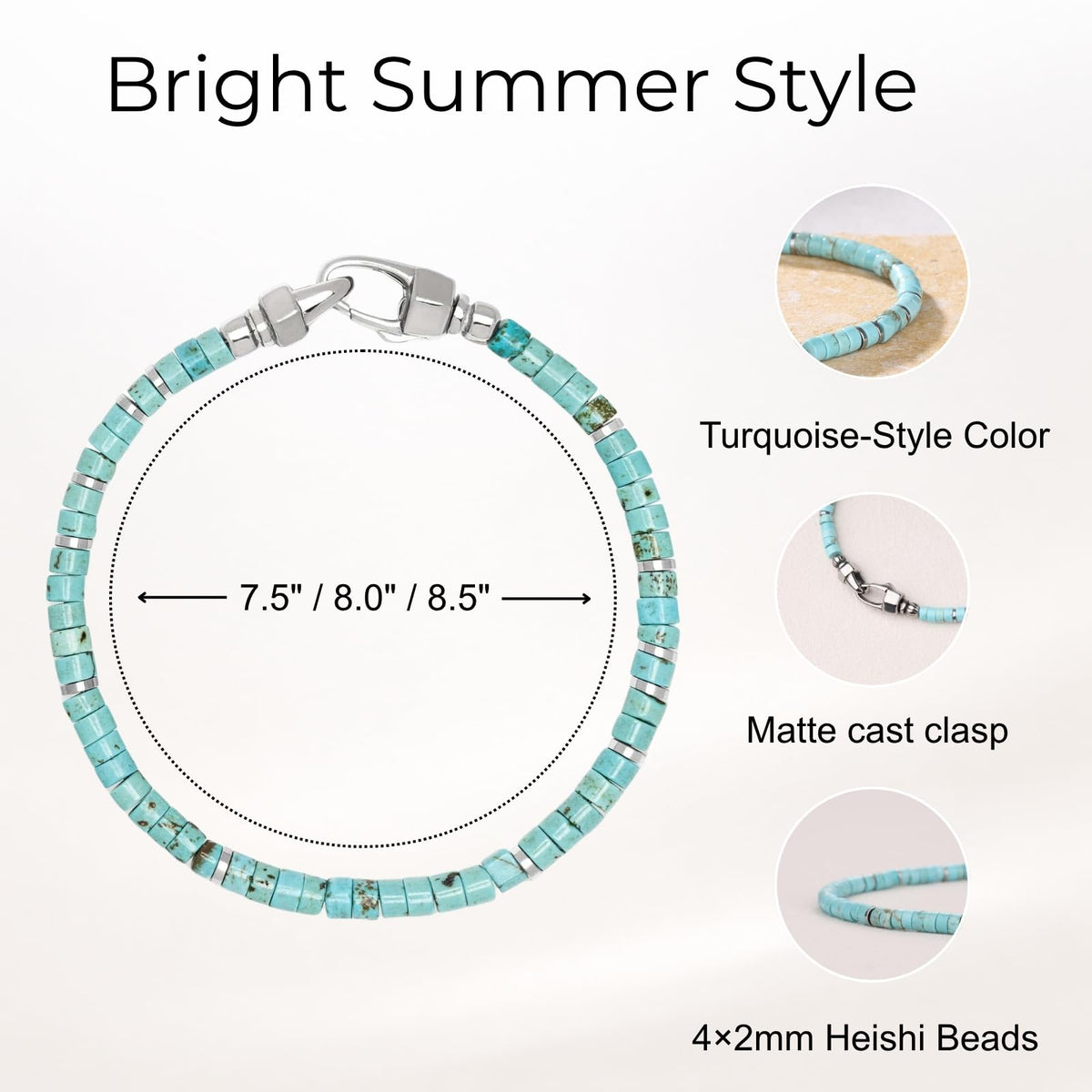 Men's Beaded Bracelet (Turquoise / 8.5")