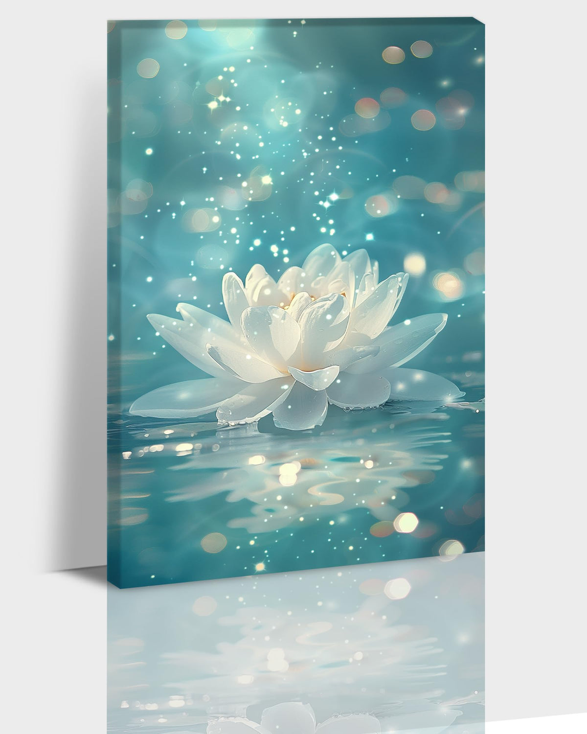 Zen Wall Art White Lotus Flower Canvas Art Print for Spa Bathroom Decor (Zen Stones Canvas Frame-06 / 36"L x 24"W)