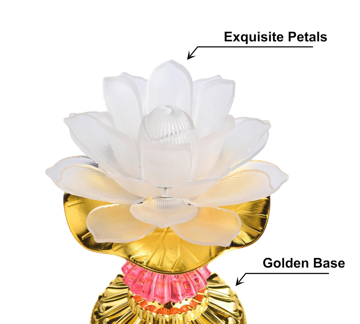 Colorful LED Lotus Buddhist Lamp Gradient Buddha Light (White)